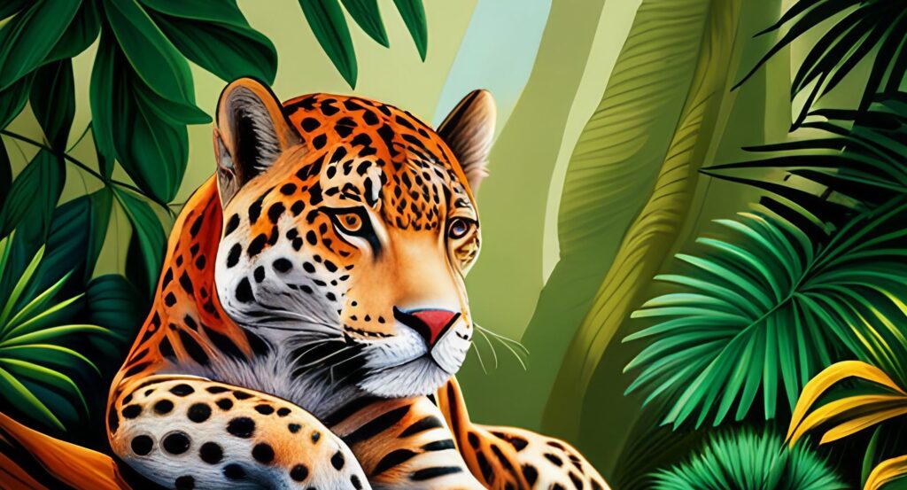 Close up ink drawing of a jaguar as a sagittarius spirit animal.
