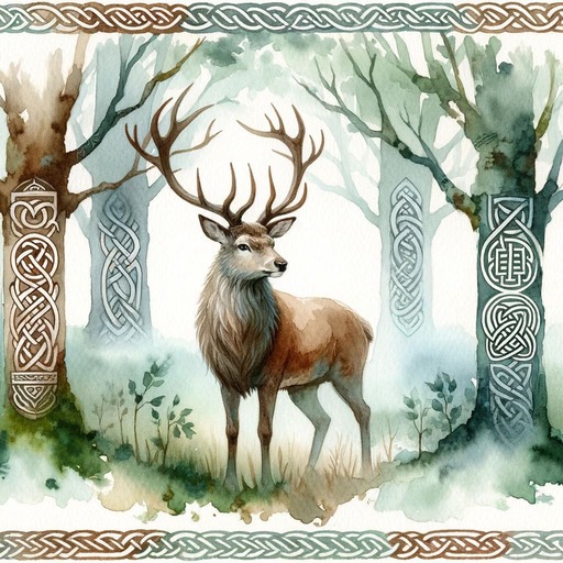 Image of a Stag in a forest as one of the Celtic Zodiac Signs